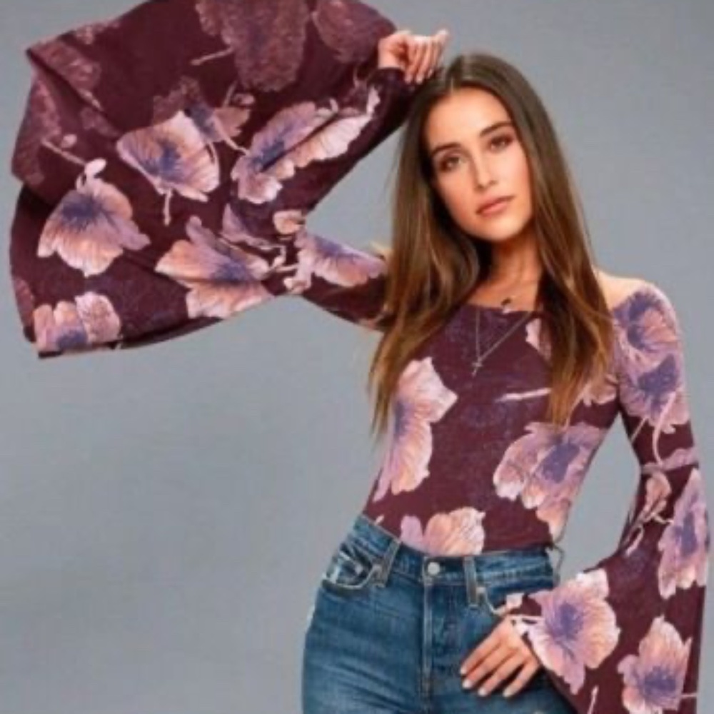 NWT FREE PEOPLE BIRD OF PARADISE OFF SHOULDER BELL SLEEVE S